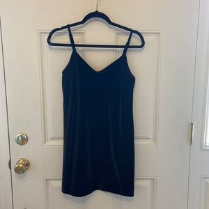 Black velvet slip dress with adjustable straps